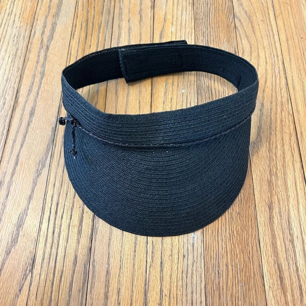 Target Recycled Paper Black Visor Womens Bow Velcro Neutral Viser Summer Pool